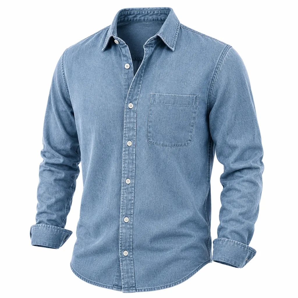 Men's Vintage Long Sleeve Button-Up Cotton Shirt for 2