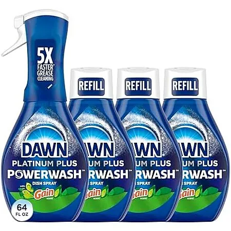 Prime: 4-pk 16-oz Dawn Platinum Powerwash Gain Original Dish Spray Starter Kit