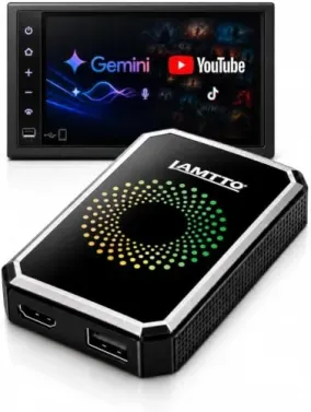 LAMTTO Wireless CarPlay and Android Auto Adapter with Gemini AI