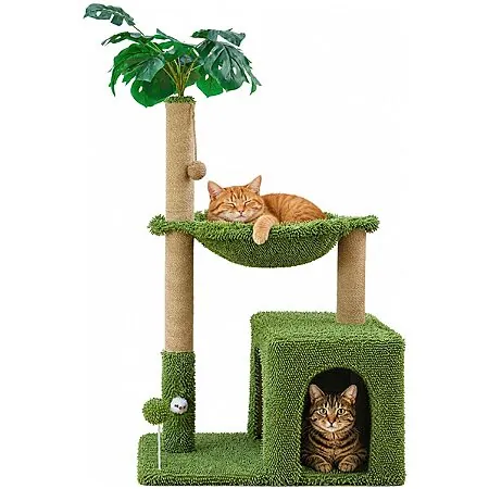 48" Woochpet Tropical Cat Tree Tower w/ Hammock & Condo (Green)