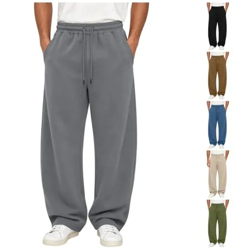 Mens Baggy Sweatpants Wide Leg Drawstring Lounge Pants