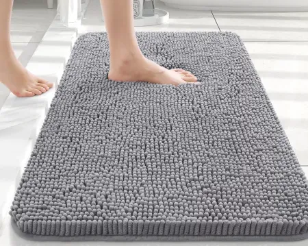 Buganda 30" x 20" Chenille Bath Mat w/ Rubber Backing