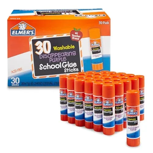 Elmer's Disappearing Purple School Glue Sticks, 7 Grams, 30 Count