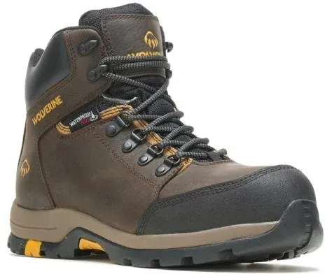 Wolverine Men's Work Hiker Mid Waterproof Boots (Dark Coffee, Soft or Steel Toe)
