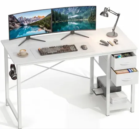 CONCETTA 47" Computer Desk w/ 2 Drawers, Headphone Hook