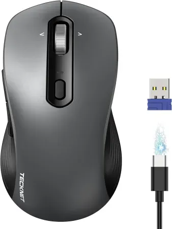 Tecknet Rechargeable Bluetooth Wireless Mouse w/ 4-Way Scroll Wheel