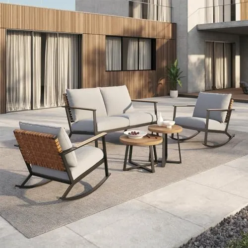 Grand patio 5-Piece Wicker Rocking Bistro Set Outdoor