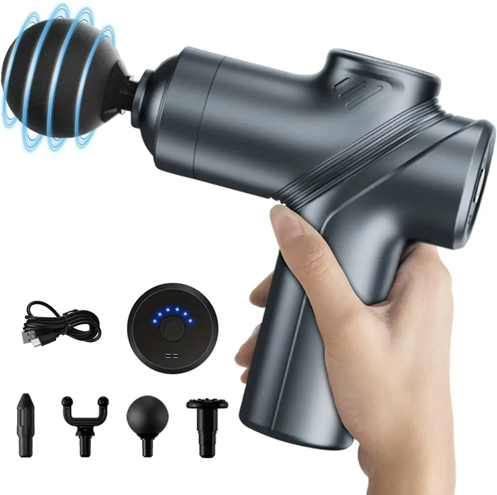 Leercon Mini Muscle Massage Gun w/ 4 Interchangeable Heads