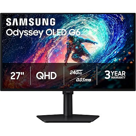 27" Samsung Odyssey G61SH QD-OLED 240Hz 0.03ms Gaming Monitor
