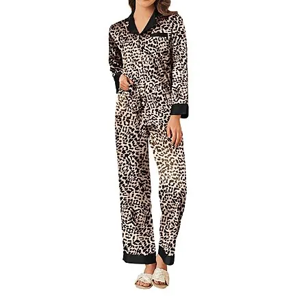Ekouaer Women's Satin Button-Down Pajama Set (Various)