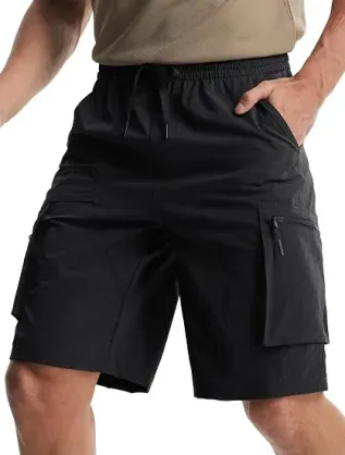Libin 11" Quick Dry Lightweight Men's Cargo Shorts w/ Zipper Pockets