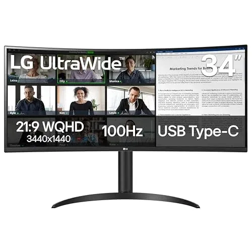 LG 34WR55QK-B 34-inch UltraWide WQHD (3440 x 1440) Curved Computer Monitor