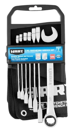7-Piece HART SAE Ratcheting Wrench Set w/ Tool Pouch