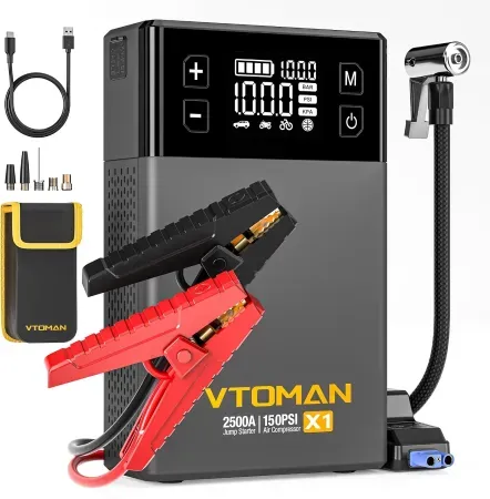VTOMAN X1 12V 2500A Jump Starter w/ 100PSI Digital Tire Inflator