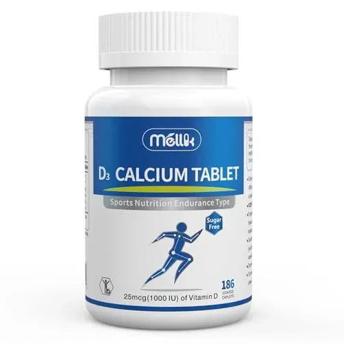Mellk 1200mg Calcium Supplement Tablets with Vitamin D3 & Magnesium, 186-Count