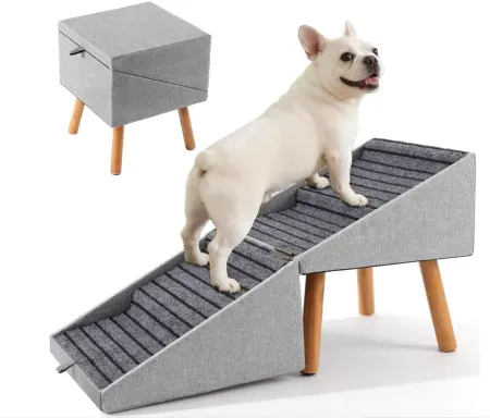 2-in-1 Ziluce 17.13" Wooden Foldable Dog Ramp & Ottoman