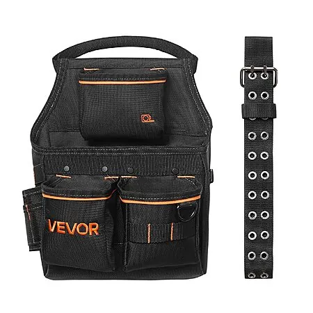 14-Pocket VEVOR Heavy Duty Tool Belt Pouch w/ Adjustable Waist (32"-50")