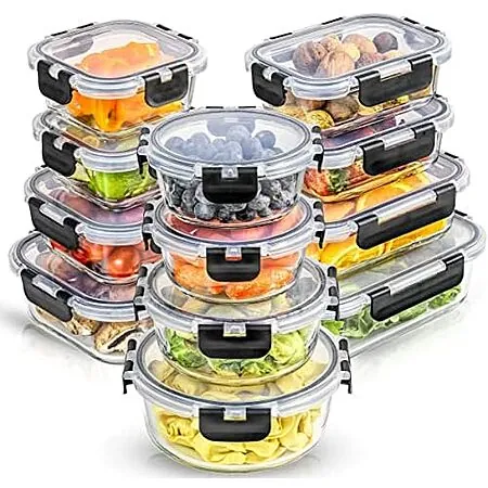 24-Pc JoyJolt JoyFul Borosilicate Glass Airtight Food Storage Containers Set
