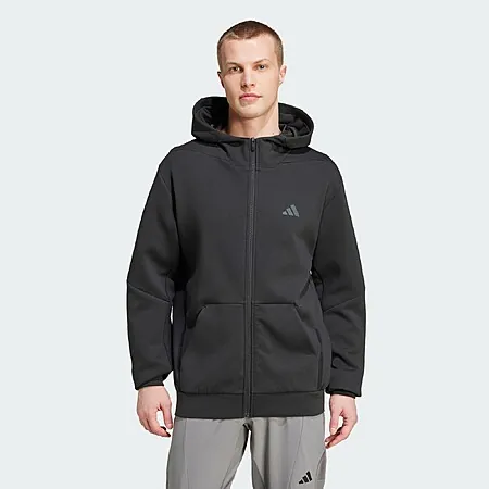 adidas Men's Designed for Training Full-Zip Track Jacket (Black)