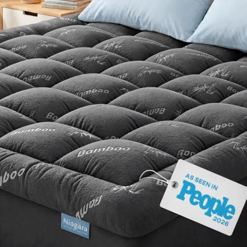 Niagara Sleep Solution Queen Bamboo Pillow Top Mattress Topper w/ 20" Deep Pocket
