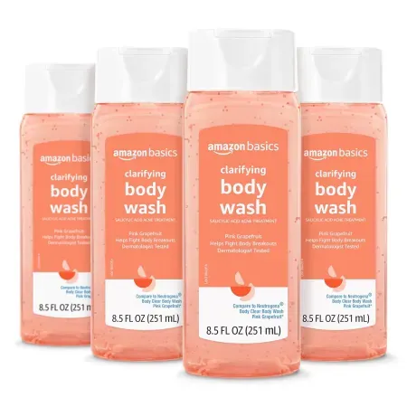 4-Pack 8.5oz Amazon Basics Clarifying Pink Grapefruit Body Wash