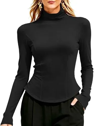 Marvmys Women's Long Sleeve Turtleneck Top