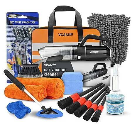 Prime: 25-pc Car Interior Detailing Kit w/ Car Vacuum Cleaner