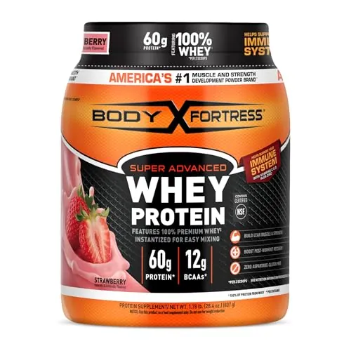 Body Fortress Super Advanced Whey Protein Powder Strawberry 1.78 lbs