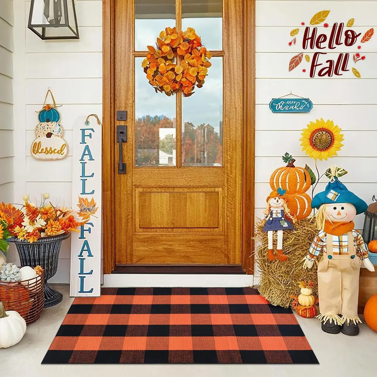 Fall Plaid Outdoor Rug