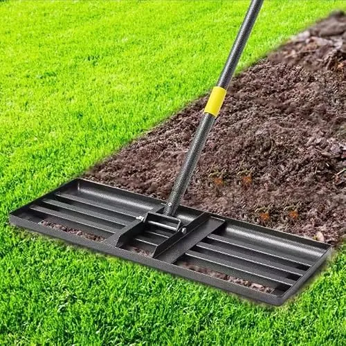 PoPoHoser 30"x10" Stainless Steel Lawn Leveling Rake w/ 6FT Adjustable Handle