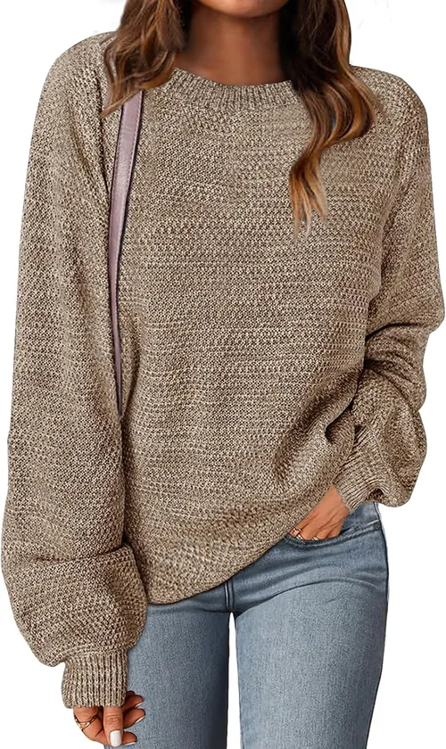 MEROKEETY Heathered Knit Crewneck Sweater