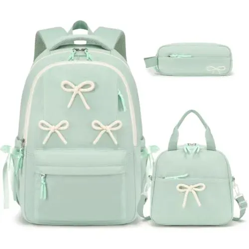 3PCS Bow Backpack with Lunch Box Pencil Case