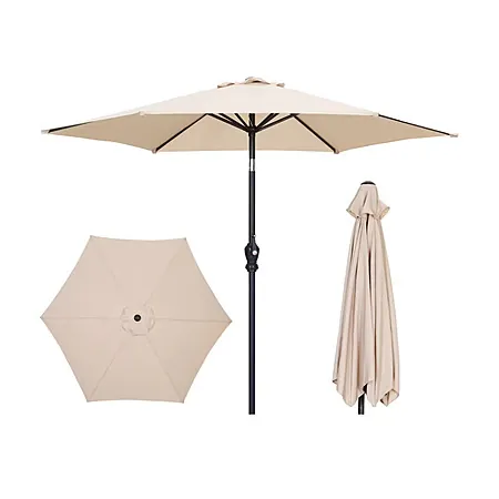 7.5' Ainfox Outdoor Market Patio Umbrella w/ Tilt & Crank (Beige, No Base)