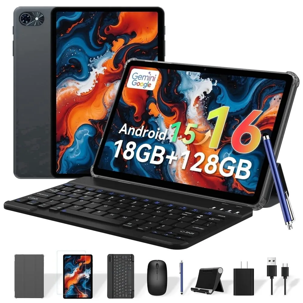 Tabwee 10" 128GB Android 16 Tablet with Keyboard and Pen