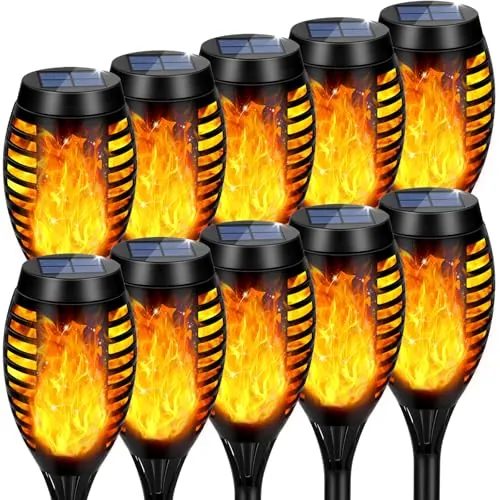 10-Pack Solar Flickering Flame Torch Lights