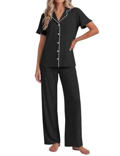 Ekouaer Button Down Soft Pajama Sets