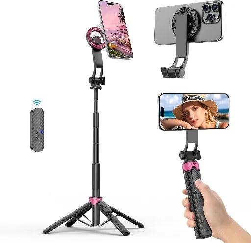 ACKIMA 37" 3-in-1 Magnetic Selfie Stick Tripod w/ 4-Leg Base & Wireless Remote