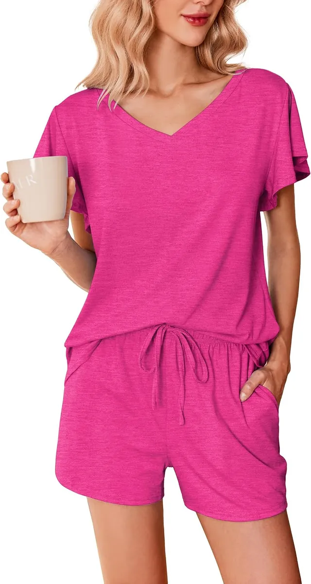 Ekouaer Women’s Shorts Pajamas Set in Pink