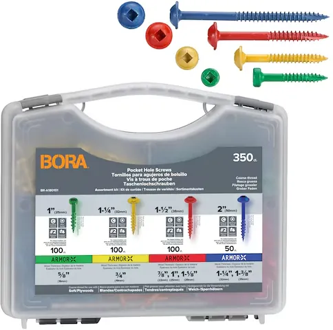 BORA #2 Assorted Lengths Powder Coating Interior/Exterior Pocket Hole Screws 350-Per Box