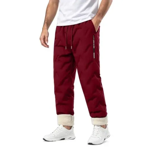 Fleece Lined Quilted Thermal Sweatpants with Pockets