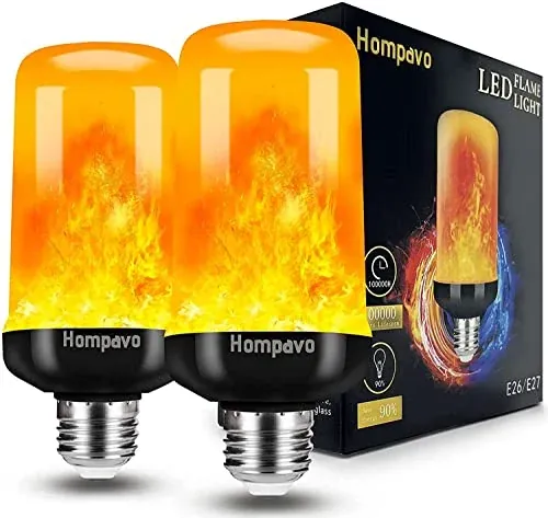 Hompavo Flame 4-Mode LED E26/E27 Flickering Light Bulbs 2-Pack