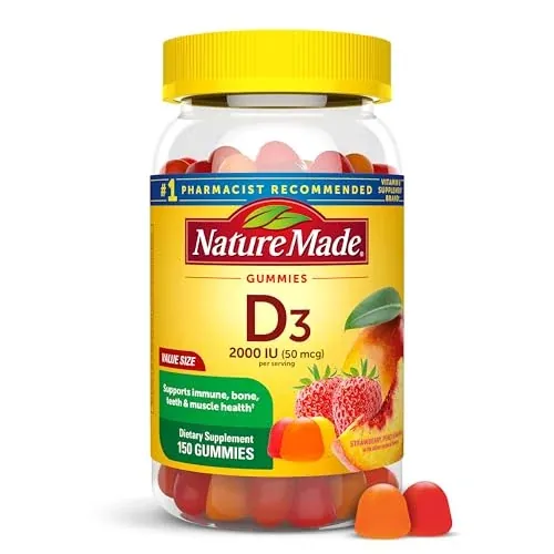 Nature Made Vitamin D3 Gummies, 2000 IU (50 mcg), 150 Count