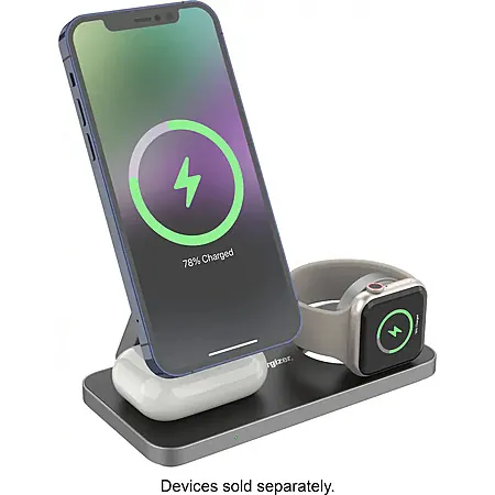 15W Energizer 3-in-1 Magnetic MagSafe/Qi2 Fast Charging Stand