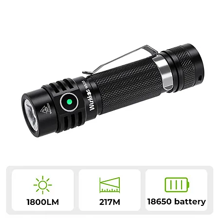 Wurkkos WK03 1800-lm SST40 Rechargeable EDC Flashlight w/ 18650 Battery