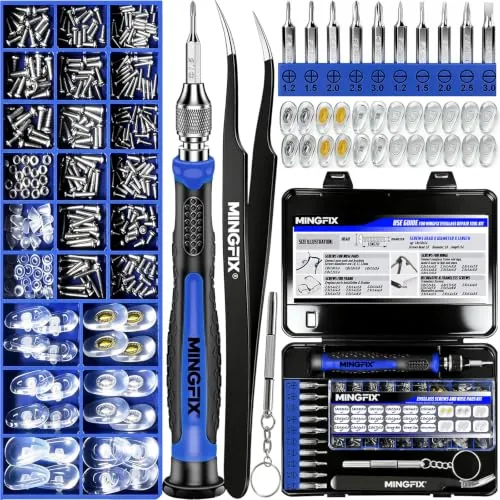 Mingfix Magnetic Eyeglasses Repair Kit w/ 8 Precision Screwdrivers