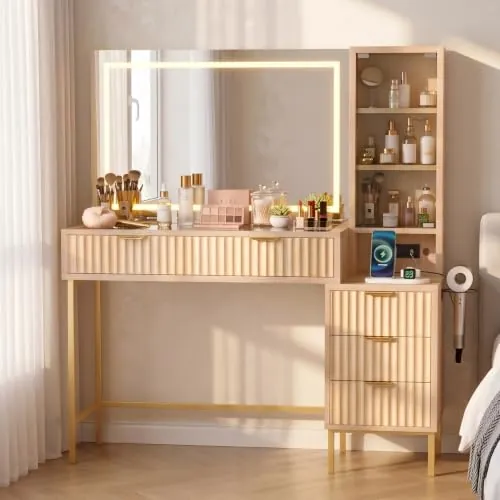 48" Makeup Vanity Desk with Mirror & Lights