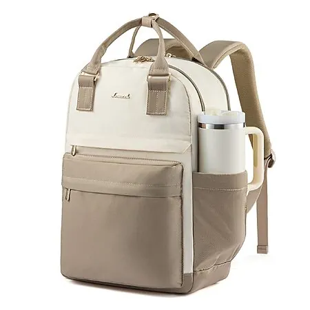 17.3" LOVEVOOK Laptop Backpack w/ Tumbler Pocket (Khaki & Beige)