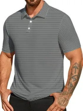 Hardaddy Men's Stripe Short Sleeve Polo Shirt