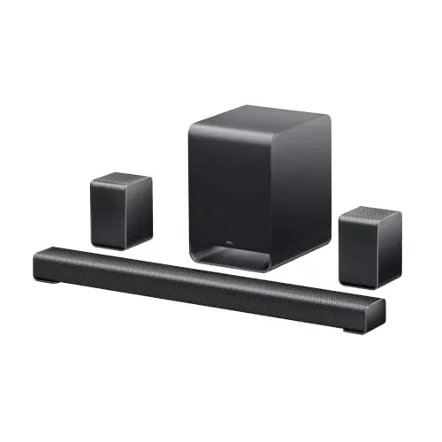 TCL S65K S Series 5.1 Channel Soundbar System with Dolby Atmos, DTS:X, Wireless Subwoofer, Wireless Surround Speakers, Bluetooth Music Streaming