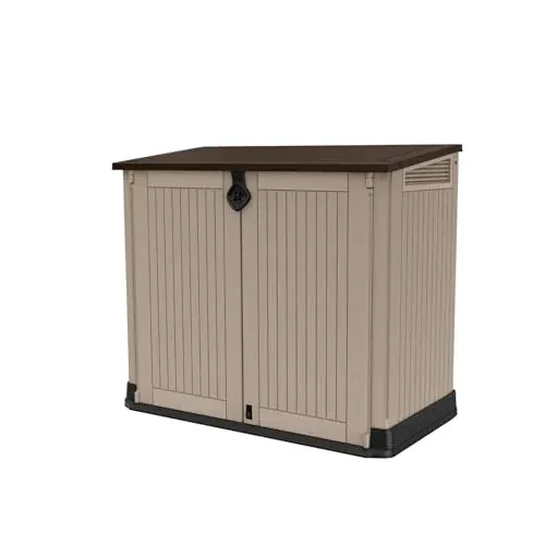 Keter Store-It-Out MIDI Outdoor Resin Storage Shed, 30 Cu. Ft. Capacity, Beige